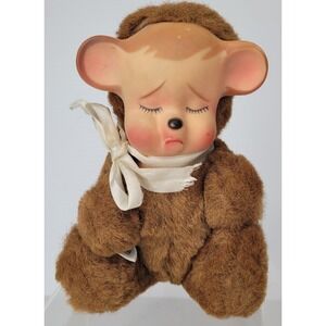 1950's Knickerbocker Pouting Distinction Bear Plush Vinyl Rubber Face Great Cond